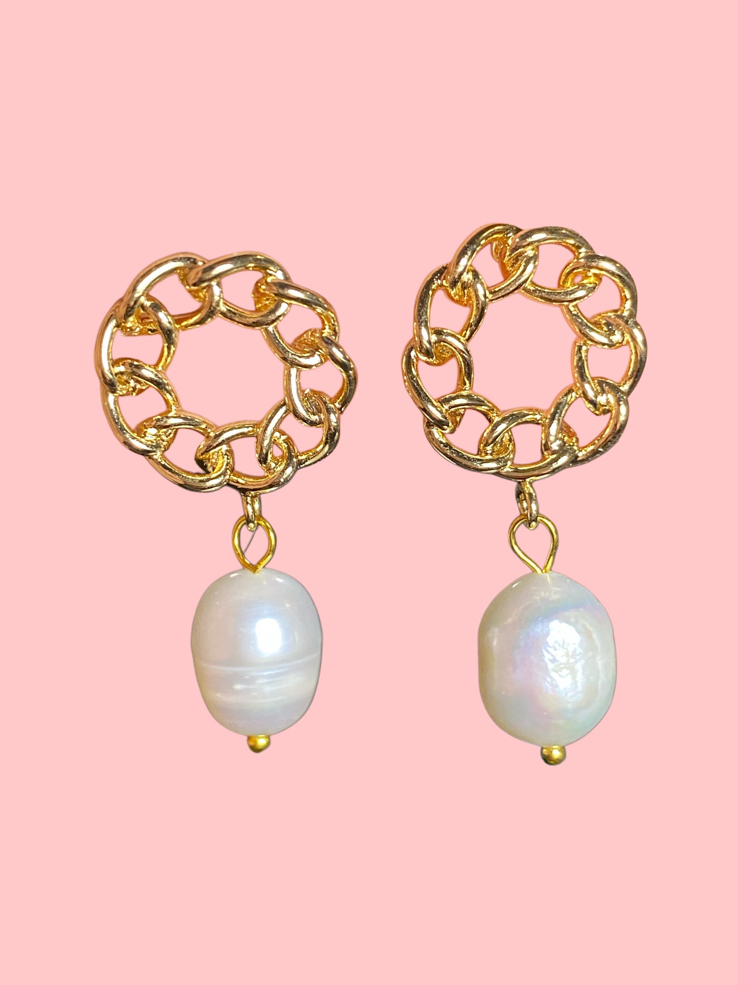 Chain Link Pearl Earring