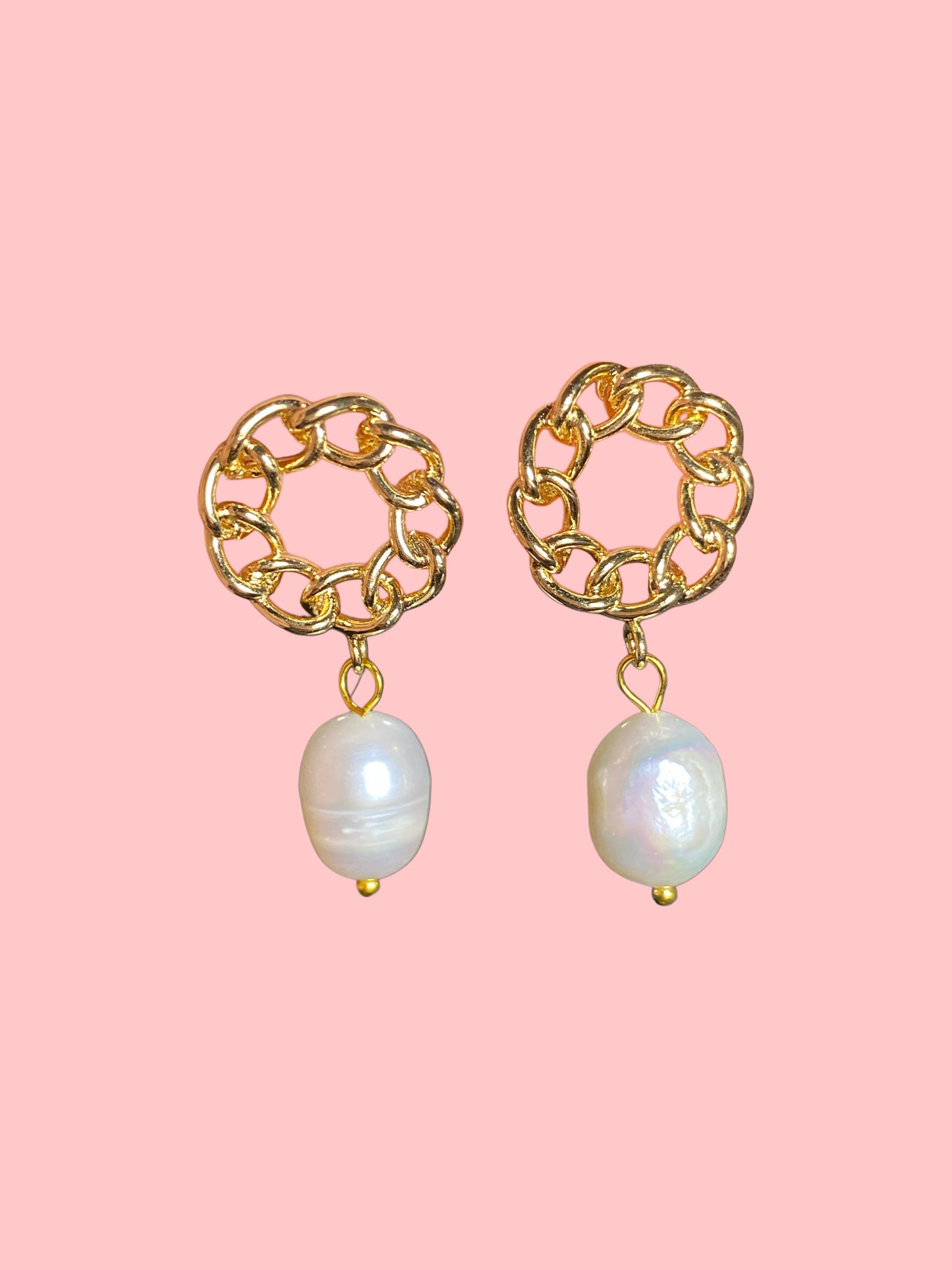 Chain Link Pearl Earring