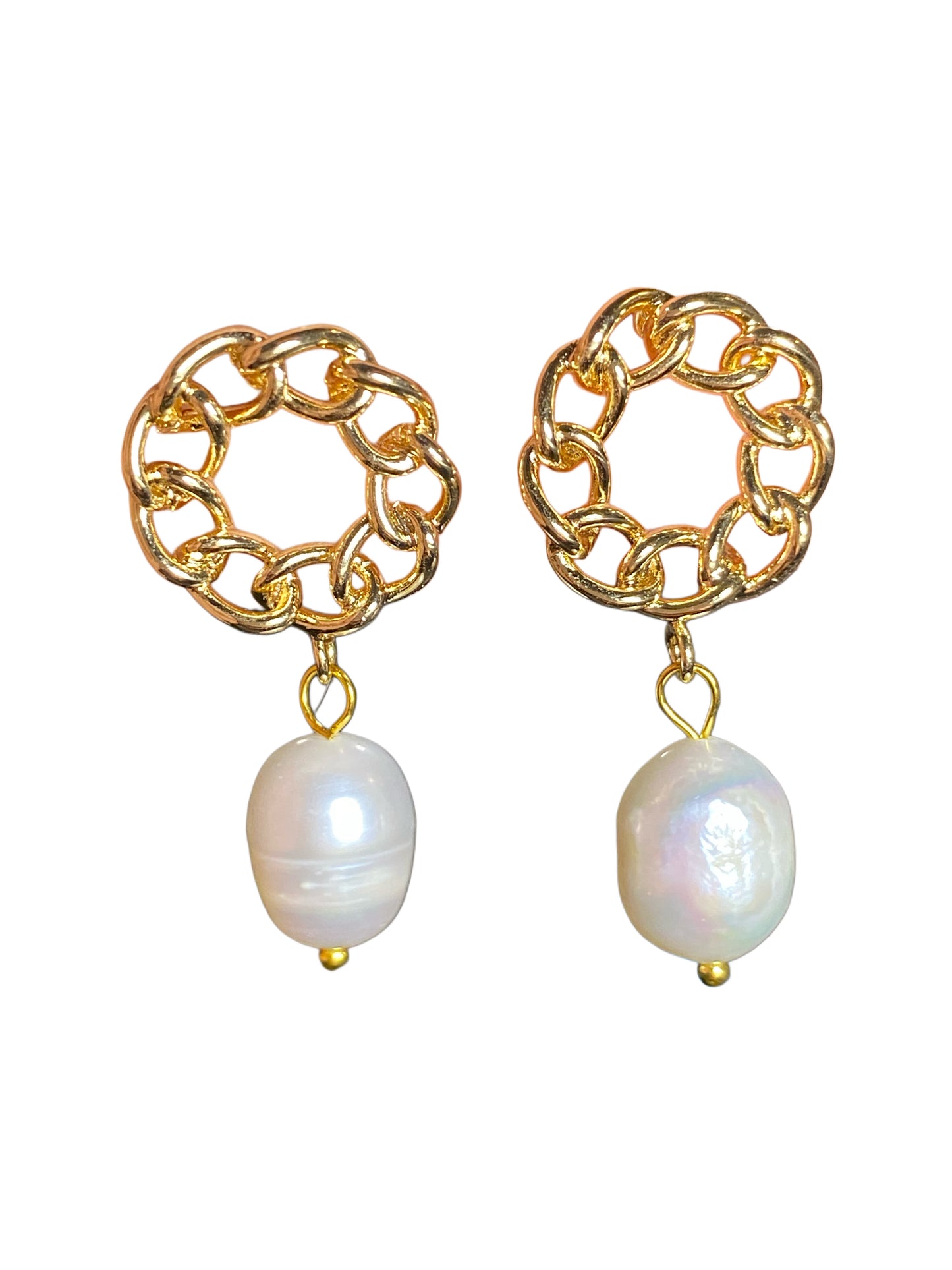 Chain Link Pearl Earring