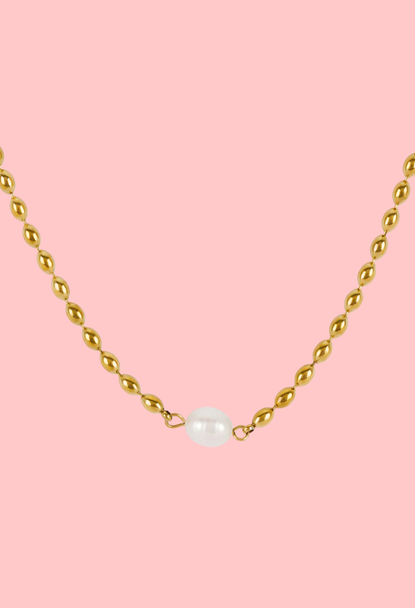 Oval Link Pearl Necklace