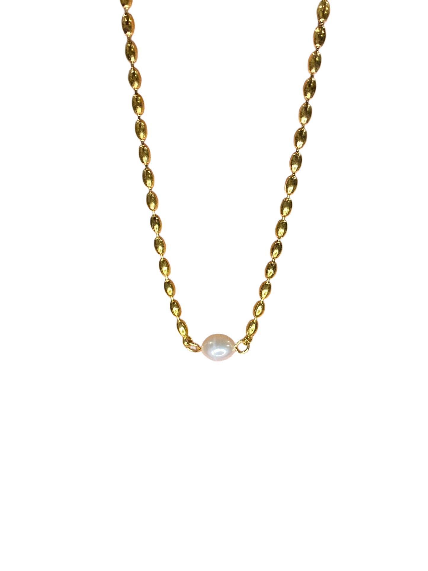 Oval Link Pearl Necklace